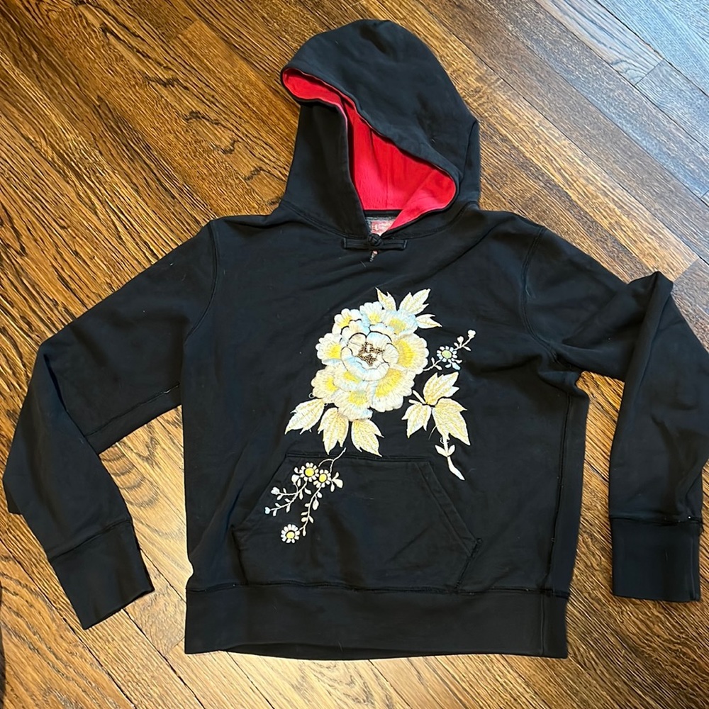 Embroidered lucky brand sweatshirt